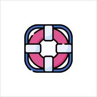 A pink and blue life preserver icon vector