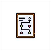 A tablet with a line of icons on it vector