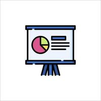 A presentation board with a pie chart on it vector