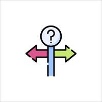 A question mark and two arrows pointing in different directions vector