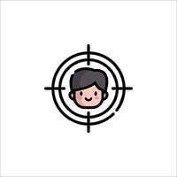 A man is in the center of a target vector