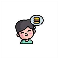 A man with a hamburger in his head vector