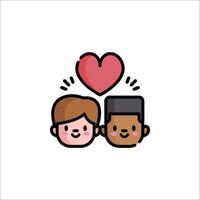 Two people with hearts on their faces vector