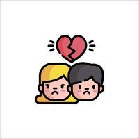 Couple with broken heart icon vector
