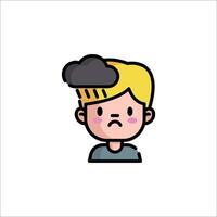 A boy with a cloud on his head vector