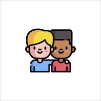 Two people are hugging in a cartoon style vector