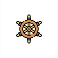 A ship wheel icon in a flat style vector