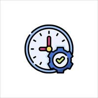 A clock with a check mark and gear vector