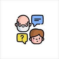 An illustration of a man and woman with speech bubbles vector
