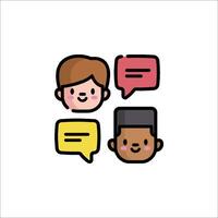 Three people with speech bubbles on a white background vector