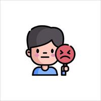 A man holding a magnifying glass with an angry face vector