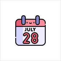 July 28th calendar icon illustration vector