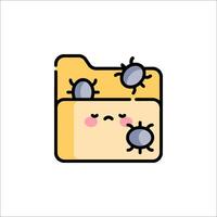 A folder with a cute face and a bug inside vector