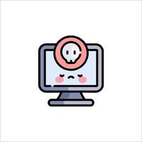A computer with a skull on it vector