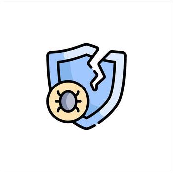 A broken shield with a coin on it vector