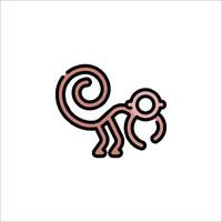 A monkey is shown in a line drawing vector