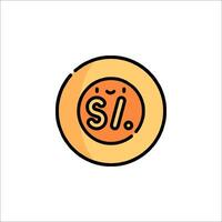 A cartoon orange coin with the number 2 on it vector