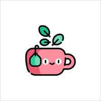 A cute cup with a leaf on it vector