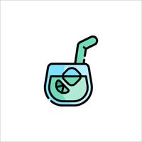A drink with a straw and a slice of lemon vector