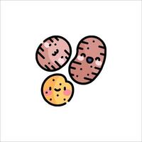 A drawing of three potatoes with faces vector