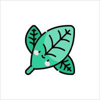 A cute leaf icon with a smiley face vector