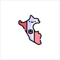 A cute little map of peru with a cat on it vector