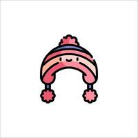 A cute hat with a pink and purple face vector