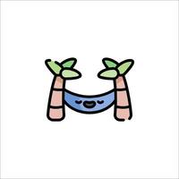 A cartoon palm tree with a smiley face vector