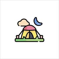A colorful tent with a moon and clouds vector