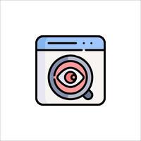 A computer with an eye icon vector