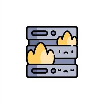 A server with a fire in it and a cloud icon vector