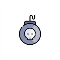 A bomb icon with a skull inside vector