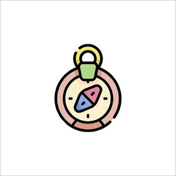 A colorful clock with a compass on it vector