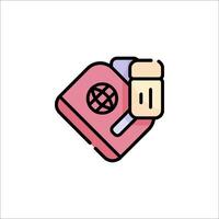 A pink suitcase with a globe on it vector