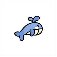 A cartoon whale with a blue tail vector