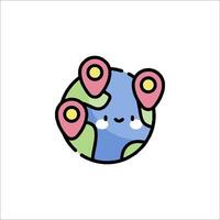 A cute little globe with a map marker on it vector