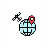 A satellite and globe icon with a satellite vector