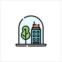 A building with a tree inside a glass dome vector