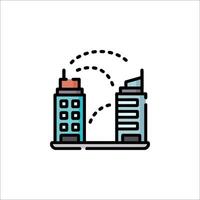 Two buildings with a line icon vector