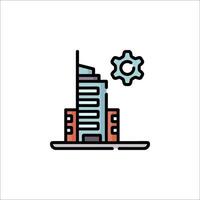 A building with gears and sun on it vector
