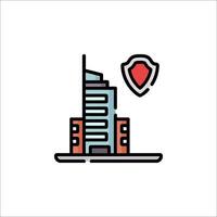 A building with a shield icon vector