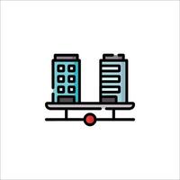 Two buildings on a scale icon vector