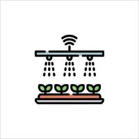 A plant growing in a water tank with a wifi signal vector
