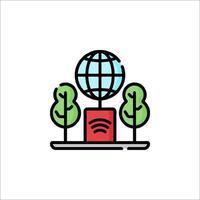 A globe with trees and a wifi symbol vector