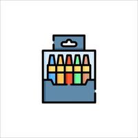 Crayons in a box icon illustration vector