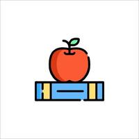 An apple on top of a stack of books vector