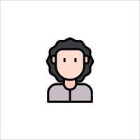 A man with curly hair icon on a white background vector