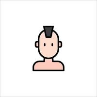 A man with a mohawk is shown in a flat style vector