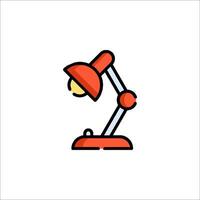 A red lamp with a light on it vector