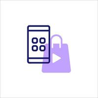 A shopping bag with a phone icon vector